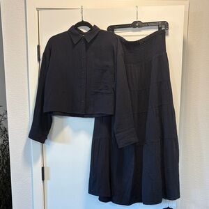 ME+EM  Tiered Maxi Skirt with Smocked Waist/ matching shirt.